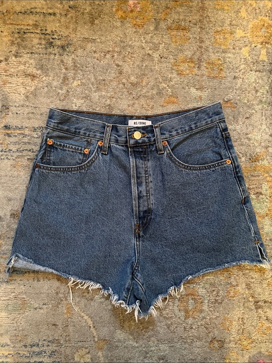 Re/Done Pants - Re/Done 50s cutoff shorts - Dark Blue High-Rise Frayed Denim women’s 28